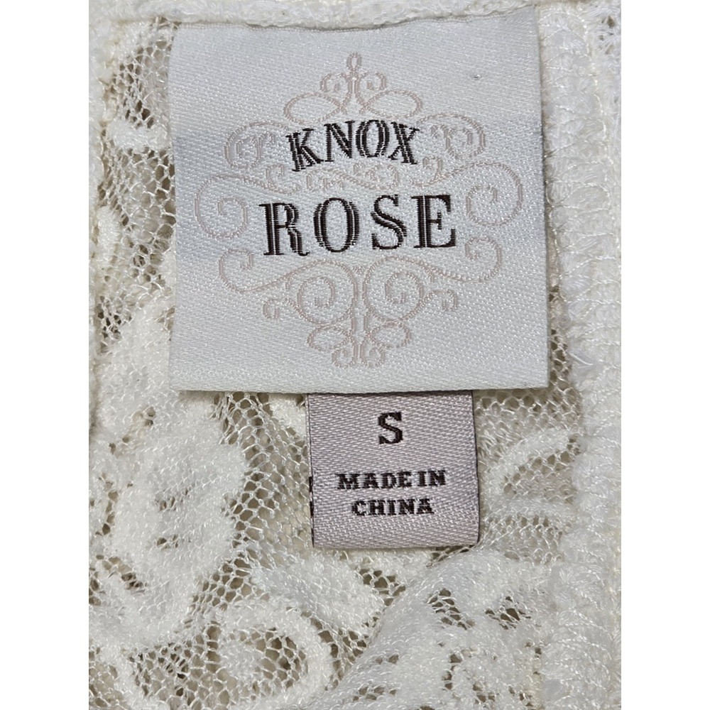 Knox Rose Womens S Sweater/Wrap Ivory Open Front Lace/Crochet Cottage Feminine - Picture 13 of 16